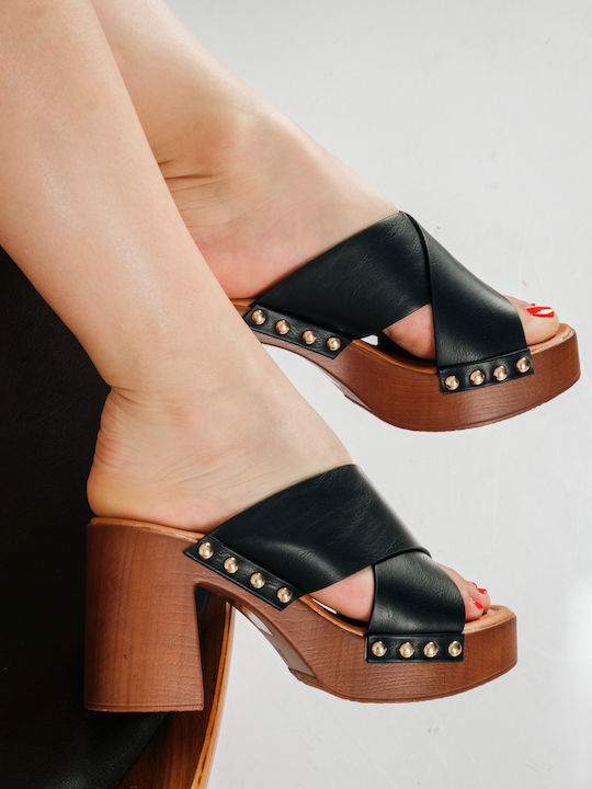 Mules mit Absatz in Schwarz Farbe