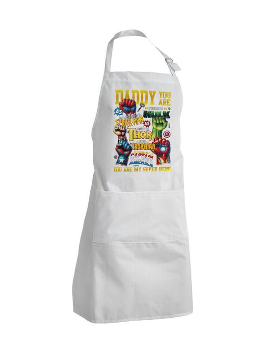 Koupakoupa Daddy You Are My Hero Ποδιά Κουζίνας Λευκή 22x40cm KP_30561_apron-bbq-adult
