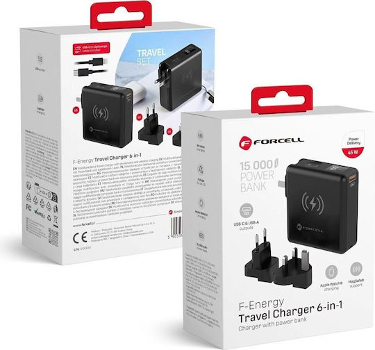 Forcell F-Energy MagSafe Power Bank 15000mAh 45W Power Delivery / Quick Charge 3.0 Black