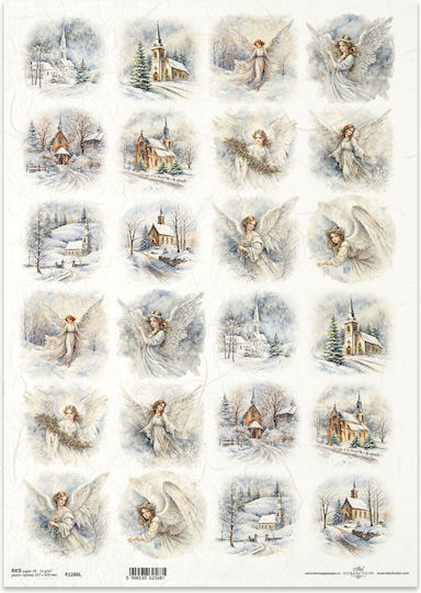 Ριζόχαρτο Decoupage A3 – Χειμωνιάτικοι Άγγελοι Εκκλησίες Itd