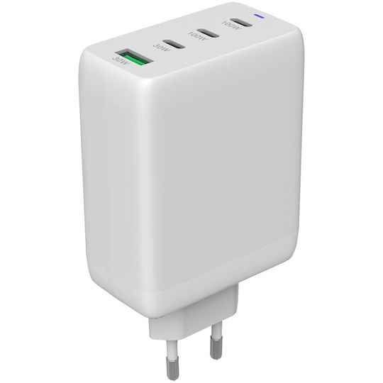 Canyon Φορτιστής Χωρίς Καλώδιο με Θύρα USB-A και 3 Θύρες USB-C 100W Power Delivery Λευκός (CNS-CUW100ACC)