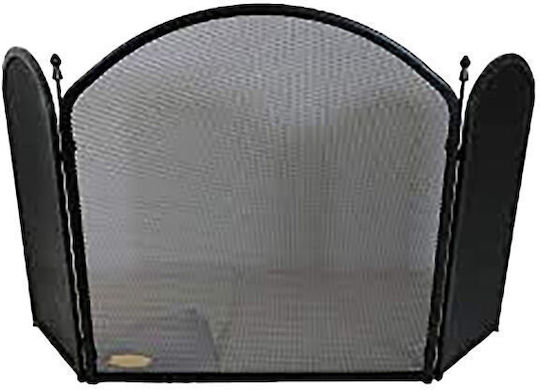 Zogometal Metallic Fireplace Screen with 3 Panels 77x56x54cm Black