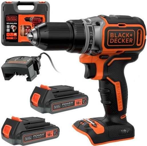 Black & Decker BL186KB Mașină de găurit Baterie Fără perii 18V 2x2Ah