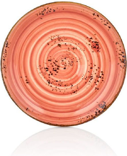 By Bone Plate Shallow made of Porcelain Orange with Diameter 25cm 6pcs