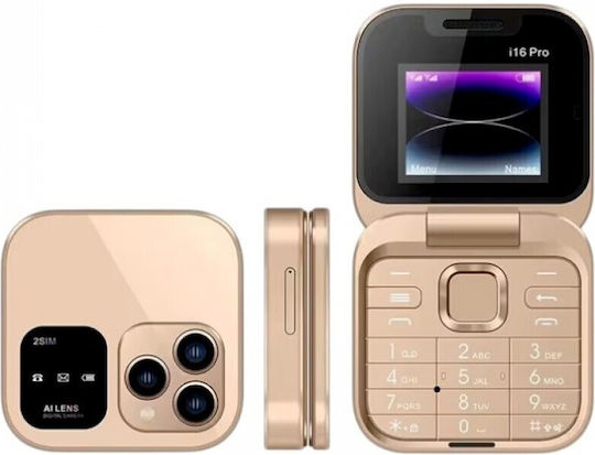 i16 Pro Dual-SIM Handy mit Tasten (Englisches Menü) Gold