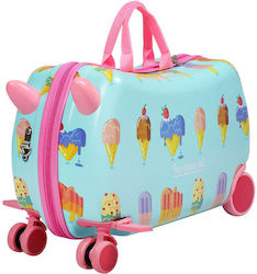 Valiză de Călătorie Likesmart Ice Cream Trolley Pentru Copii 4 Roți Curea de Transport Picioare 28l Greutate Maxima Susținută 30kg Turcoaz