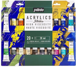 Set of 20 Pebeo Studio Acrylic Colours 20ml + 1...