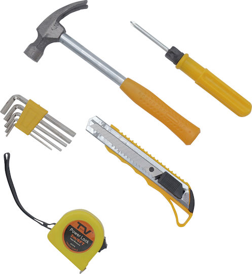 Set 5 Pieces Hand Tools Hammer Claw Cross Screwdriver Magnetic Tape Measure Allen Keys