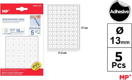 Self-Adhesive Plastic Grommets Folder Sheets 350 Pieces Mp Pn151-00