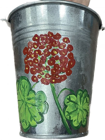 Decorative Metal Bucket Electrostatic White Height 17 Centimeters Base Φ10 Rim Φ15 Molocha