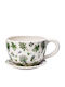 Plant A Cup Vază pentru Plante Κασπό Κούπα Μοτίβο Λουλούδια Culoare Full Face Alb din piatra Lungime 30 X Lățime 22,5 X Înălțime 15 Cm