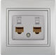 Lezard Network Socket RJ45 1x8p 2 Outputs Cat 6 Silver Mira Complete 701.1010142