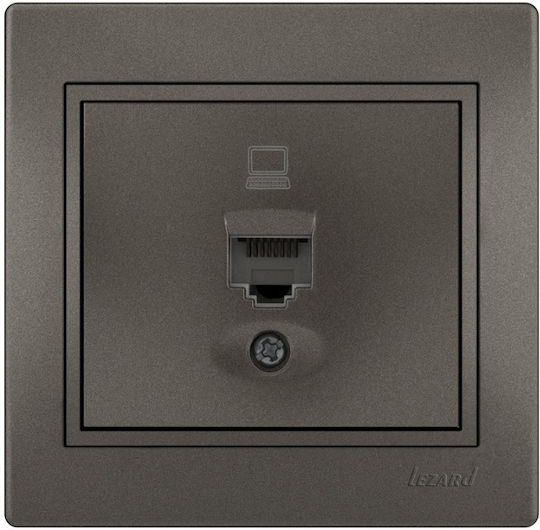 Lezard Network Socket RJ45 1x8p 1 Port Cat 6 Anthracite Mira Complete 701.4141140