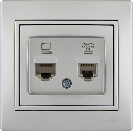 Lezard Πρίζα Rj11+rj45 Cat 6 Ασημί Mira Πλήρης 701.1010144