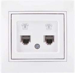 Lezard Πρίζα Τηλεφώνου Rj11 1x4p 2 Εξόδους Λευκό Mira Πλήρης 701.0202138