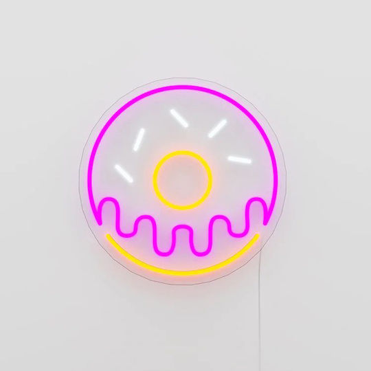 Donut Neon Aplicație de Perete Usb Lumină Led Candy Shock 40cm