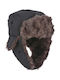 Winter Hat with Fur Ear Flaps Special Clip Closure Gray