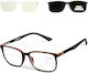 Alpin Clip On Men Reading Glasses +1.00 with Magnet in Brown Colour