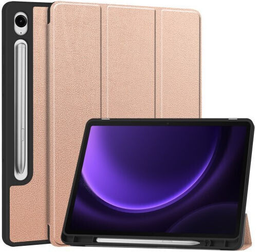 Tri-fold Suport Stand Flip Cover Roz (Samsung Galaxy Tab S10 FE, S9 FE, Tab S9)