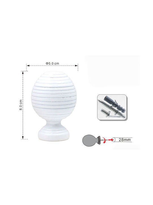 Galifas Curtain wood end White 1pcs