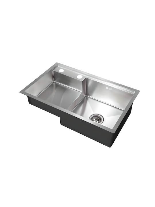 Inter Ceramic Drop-In Spüle Inox B78xT48cm Silber