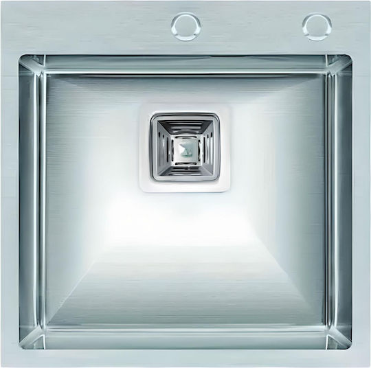 Inter Ceramic Ick Ένθετος Νεροχύτης Inox Μ50xΠ50cm Ασημί
