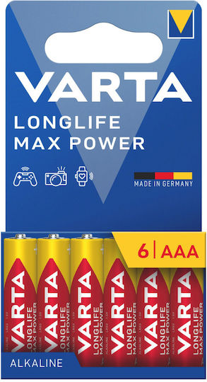 Varta Longlife Max Power Alkaline Batteries AAA 1.5V 6pcs
