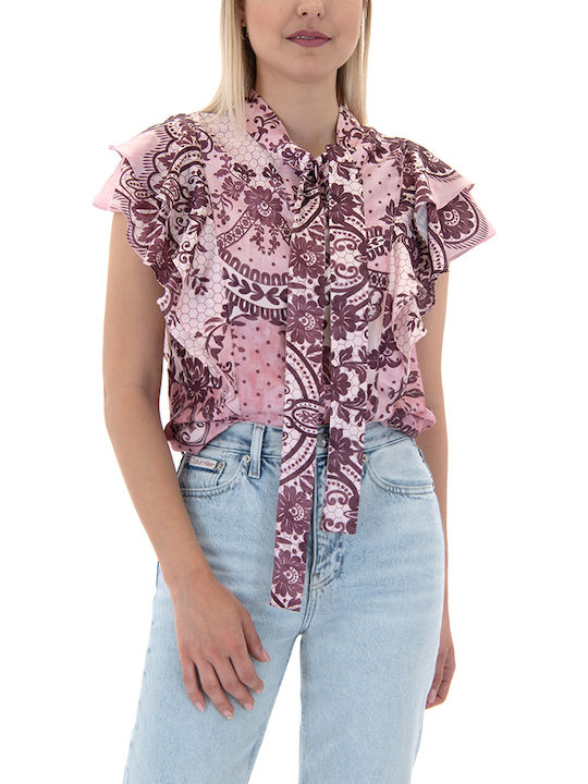 Twenty 29 Shirt Γυναικείο Πουκάμισο Ecru - Purple - Pink