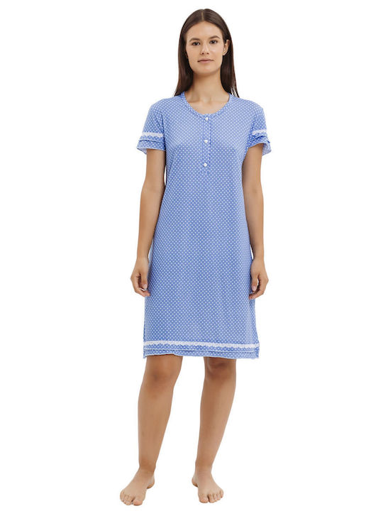 Giota Sommer Damen Nachthemd Light Blue