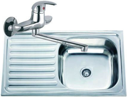 Inter Ceramic Drop-In Кухненски Мивка от Течен Гранит Дължина 75xШирина 40см Сребрист