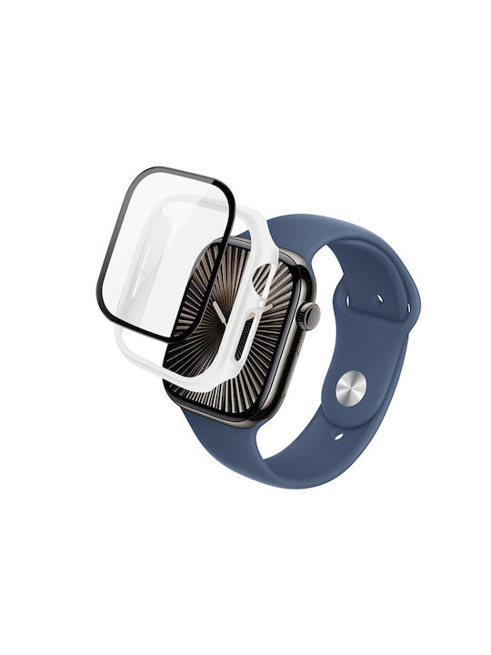 Apple Watch Serie 10/46mm Imak Tragbare Hülle Schutzfolie Weiß