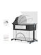 Cradle-Park with Mattress, Side Opening, and Wheels Gray