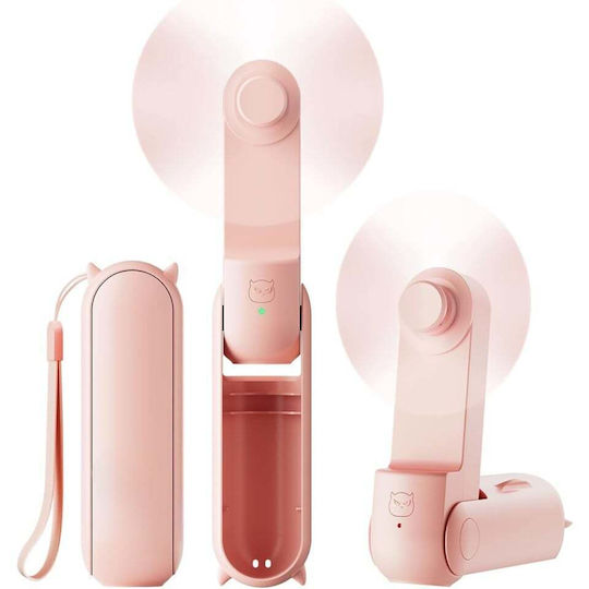Ultra Portabil 3 În 1 Ventilator De Mână Birou Gât 3 Viteze Pliabil Baterie Portabilă 2000mah 20h Autonomie Skdr Airmini Roz