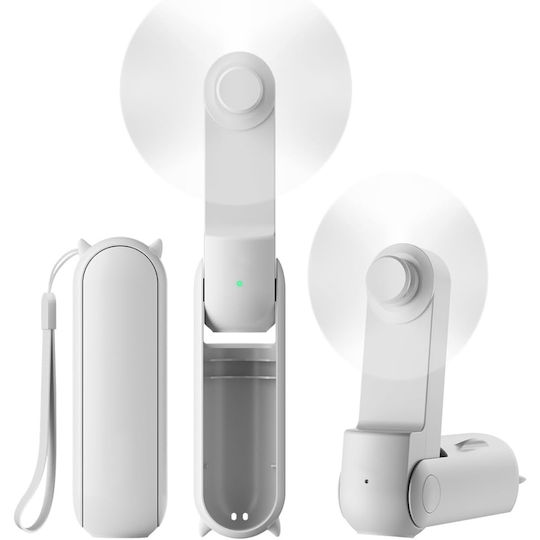 Ultra Portabil 3 În 1 Ventilator De Mână Birou Gât 3 Niveluri De Viteză Pliabil Baterie Portabilă 2000mah Autonomie 20h Skdr Airmini Alb