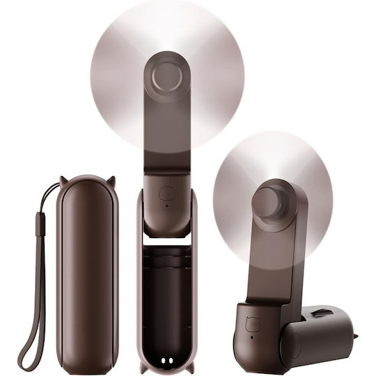 Ultra Portabil 3 În 1 Ventilator De Mână Birou Gât 3 Niveluri De Viteză Pliabil Baterie Portabilă 2000mah Autonomie 20h Skdr Airmini Maro