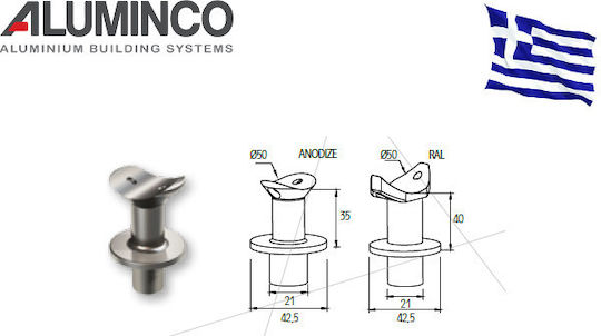 Clip De Fixare Coloană-Mânăcură Balustrade Din Aluminiu Tip Inox Aluminco 4314