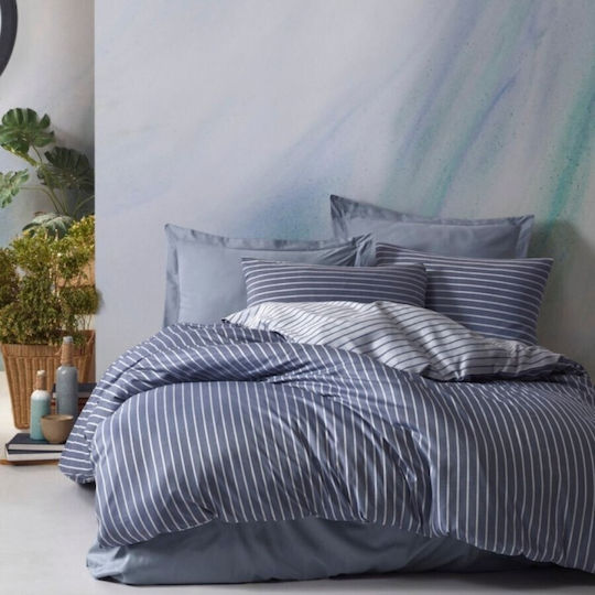 Cottonbox Set Huse Pentru Pilote 200x220cm Dublă Cu 2 Fețe De Pernă & 1 Cearșaf Albastru