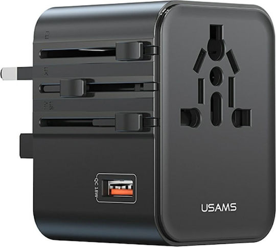Usams Wireless Charger with USB-A Port 25W Black (CC309TC01)