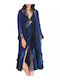 FMS Sommer Damen Bademantel mit Nachthemd Blau
