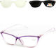 Alpin Clip On Women Reading Glasses +3.00 with Magnet in Lilac Colour