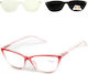 Alpin Clip On Women's Reading Glasses +2.00 with Magnet in Pink Color