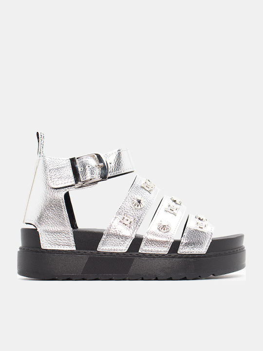 Luigi Γυναικεία Σανδάλια Flatforms Ασημί