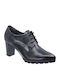 Leder Stiefeletten Damen Schwarz
