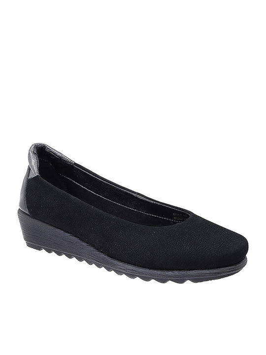 Lederne Damen Ballerinas in Schwarz Farbe