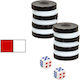 Wooden Checkers & Dice Set for Backgammon Red