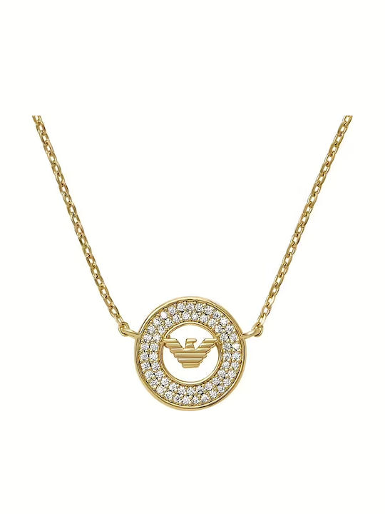 Emporio Armani Eagle Logo Κολιέ από Επιχρυσωμένο Ασήμι