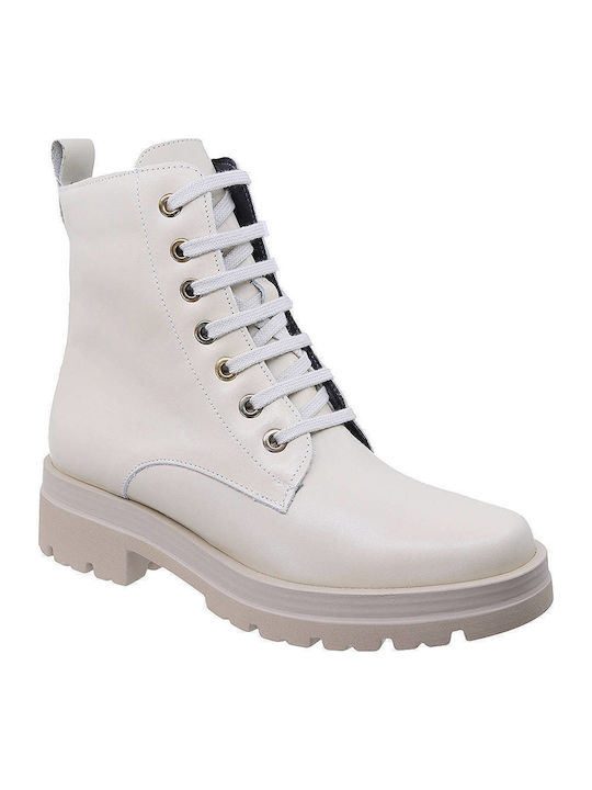 Leder Stiefeletten Damen Beige
