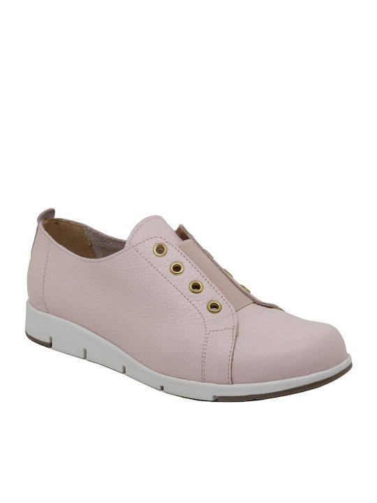 Γυναικεία Slip-On Δερμάτινα Ροζ