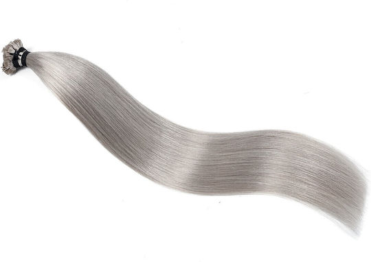 Haarteile Keratin mit Echthaar Remy in Silber Farbe 58cm 10Stück
