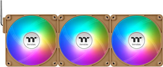 Thermaltake CT140 EX Ventilator Pentru Carcasă Cu Lamă Inversată Cu Iluminare ARGB Și Conexiune 3-Pin / 4-Pin PWM Set 3 Bucăți Gravel Sand